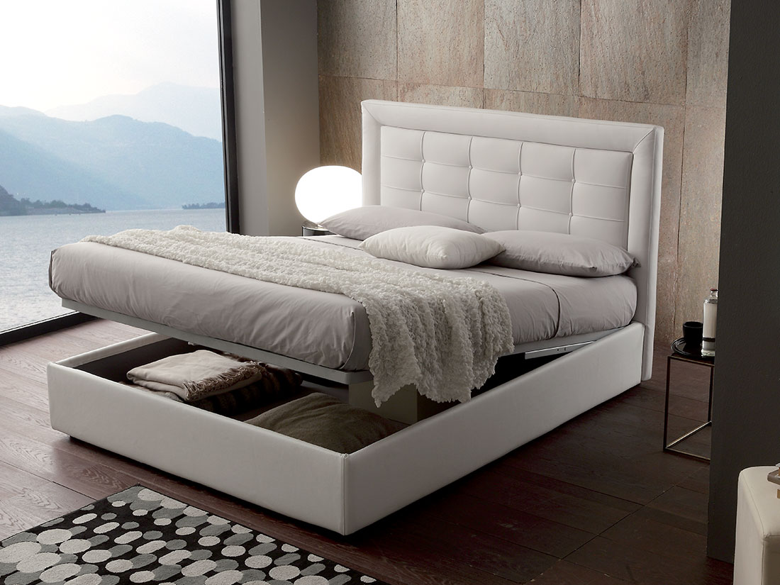 Upholstered Grace double bed with container